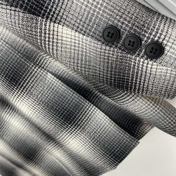 Vintage ALFRED SUNG Plaid Blazer Y2K late 90s wool greys - Picture 11 of 15